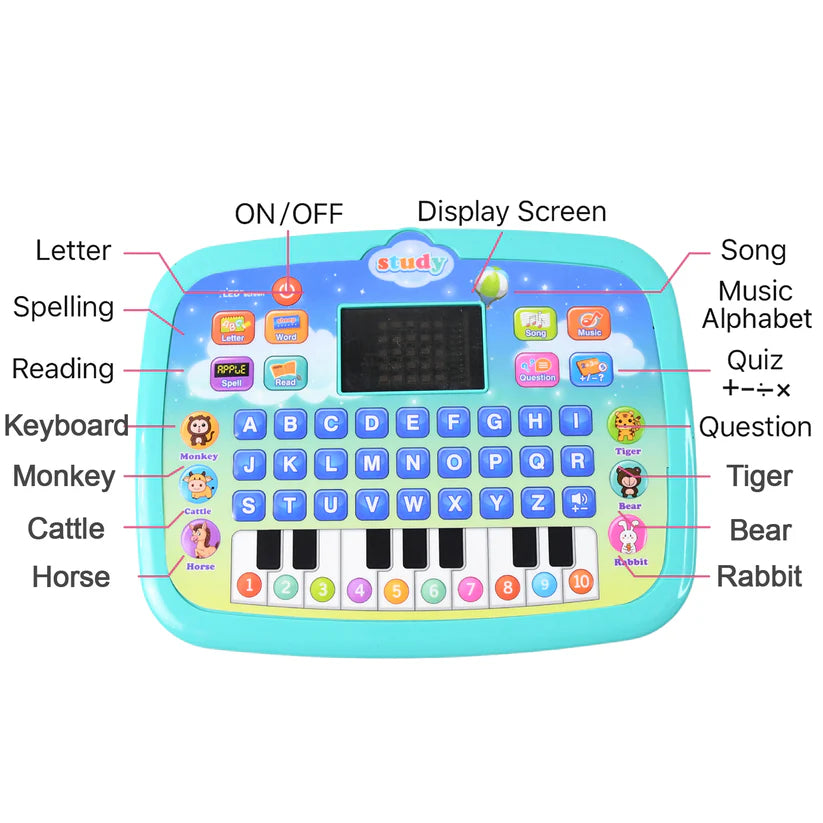 G.FIDEL Educational Kids Laptop with Piano, LED Screen, Music Activities, Learning Tablet for Toddlers 1-6 Years, Multicolor