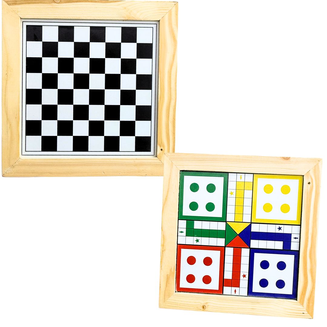 Chess and Ludo 2 in 1 Board Wooden Set For Kids and Adults