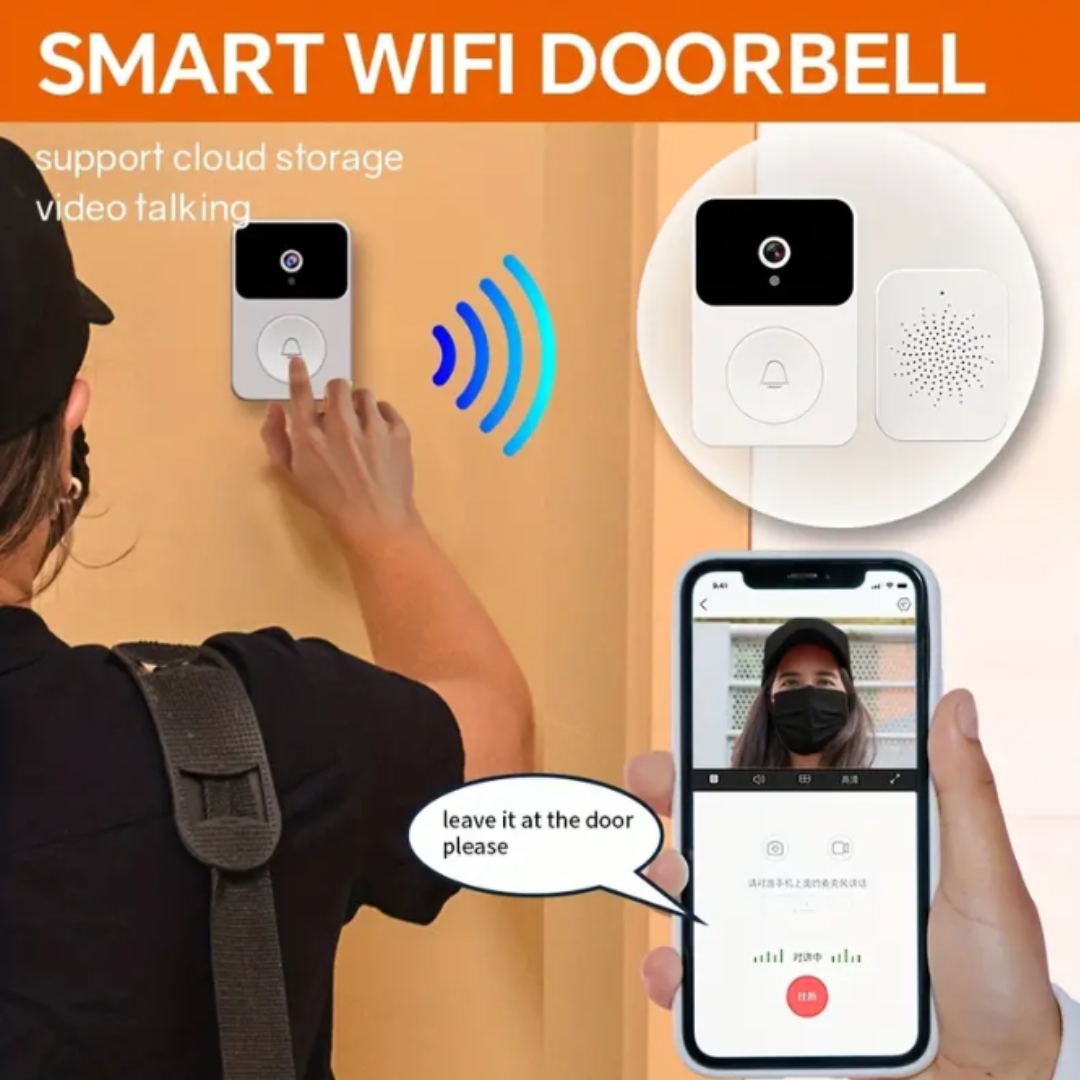 Wireless WiFi Video Doorbell Camera with Indoor Chime - Real-time Two-Way Audio, Night Vision, HD Resolution Smart Door Bell