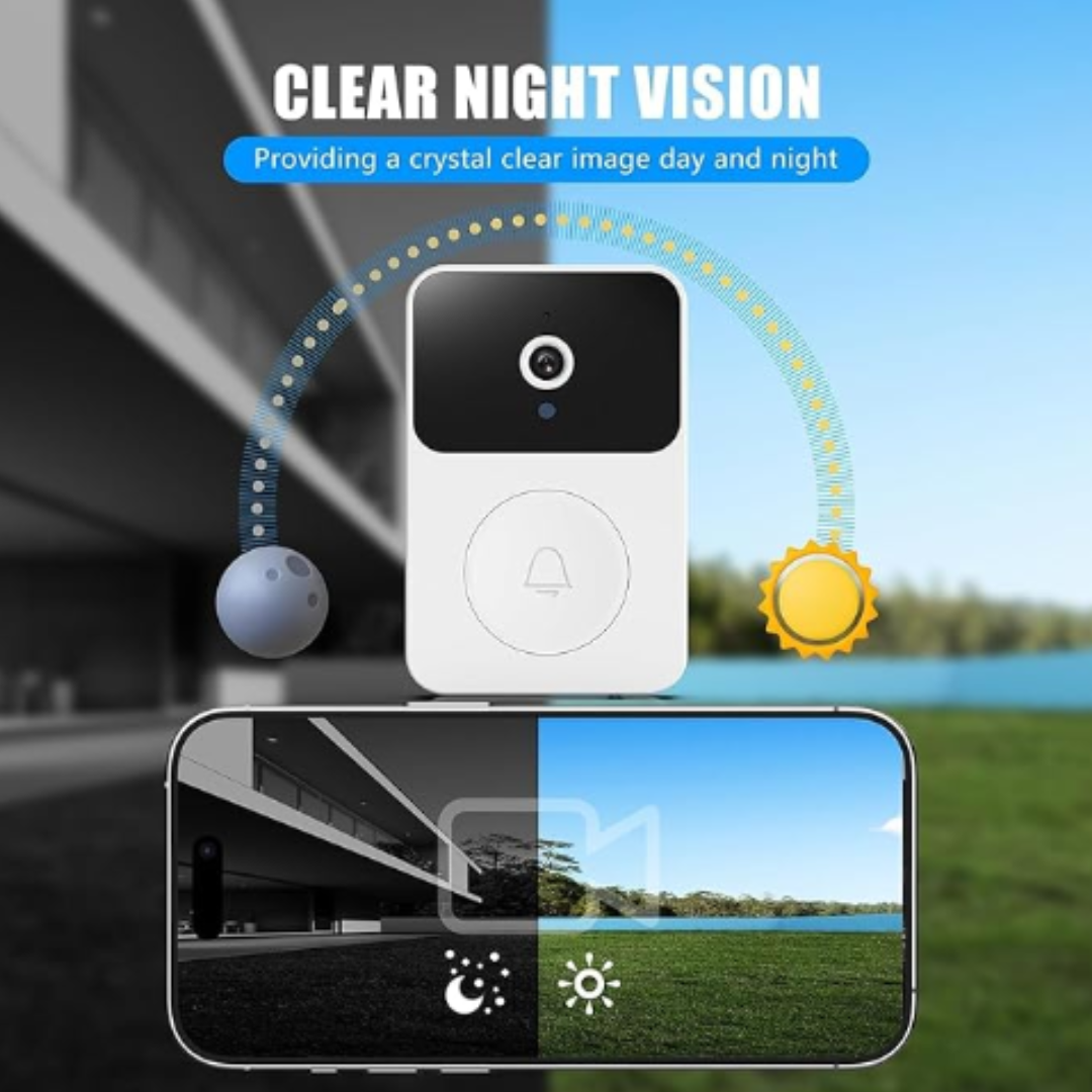 Wireless WiFi Video Doorbell Camera with Indoor Chime - Real-time Two-Way Audio, Night Vision, HD Resolution Smart Door Bell