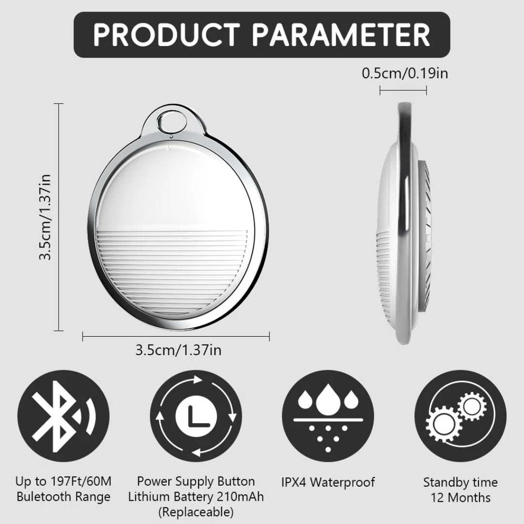 GFIDEL Loshall Tag Air Item Finder | Bluetooth Tracker | Global Tracking with Find My App (iPhone Only)