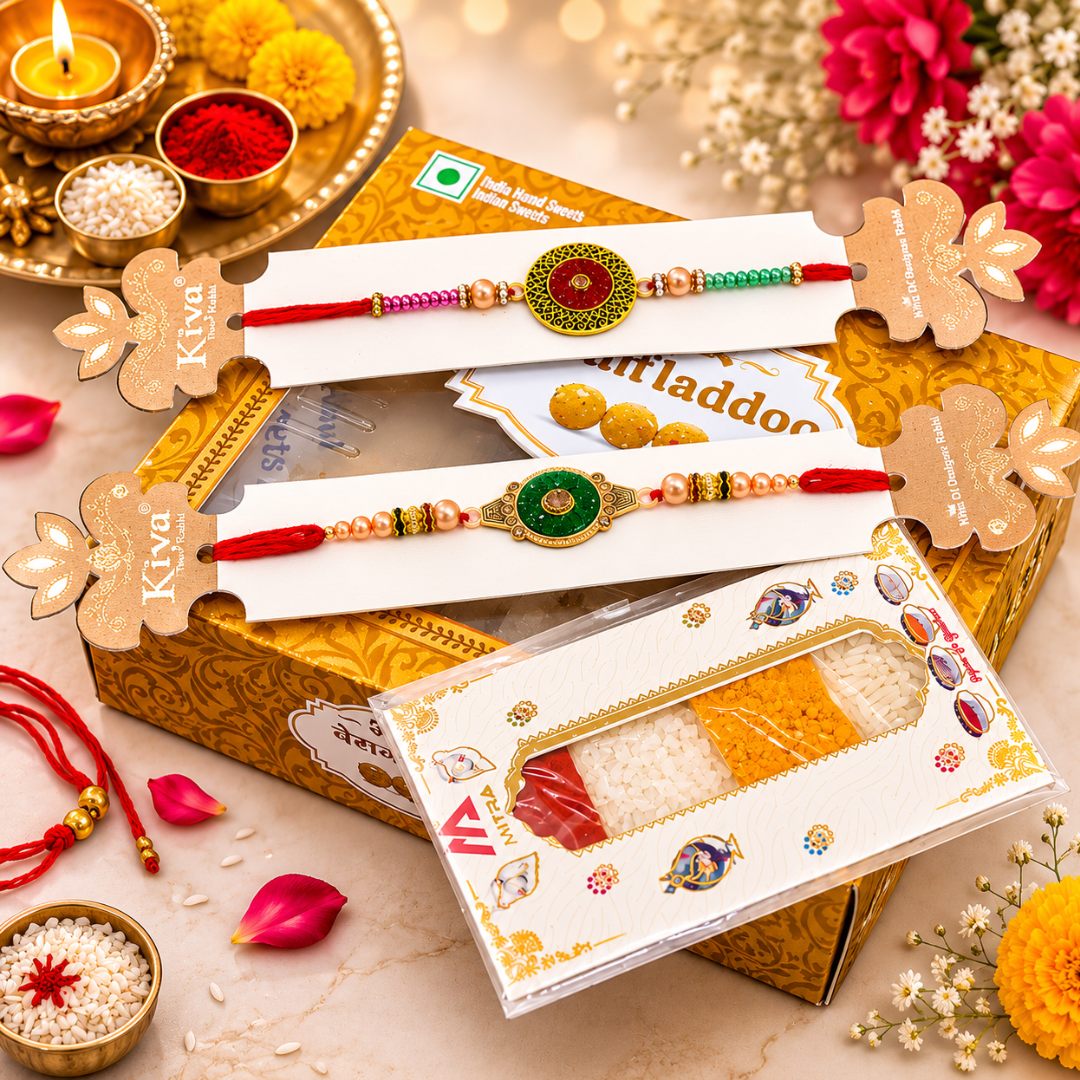 2 Pcs Rakhi (Sweet + Tika)