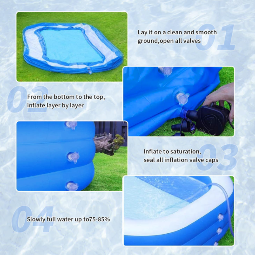 GFIDEL Summer Special Inflatable Swimming Pool Bath Tub with Air Pump/Kids Bath Tub/Water Pool for Kids & Adults (10 Feet Tub)