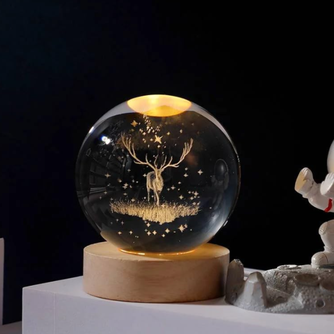 G.fidel 3D Crystal Ball  3D Crystal Ball Moon Night Light ,3D Laser Engraving , Magical Decoration Warm Light,Nightlight Kids Bedroom Decor,Nightlight Decolamp,as a Birthday Gift for Teens(Designs depend on as per availablity)