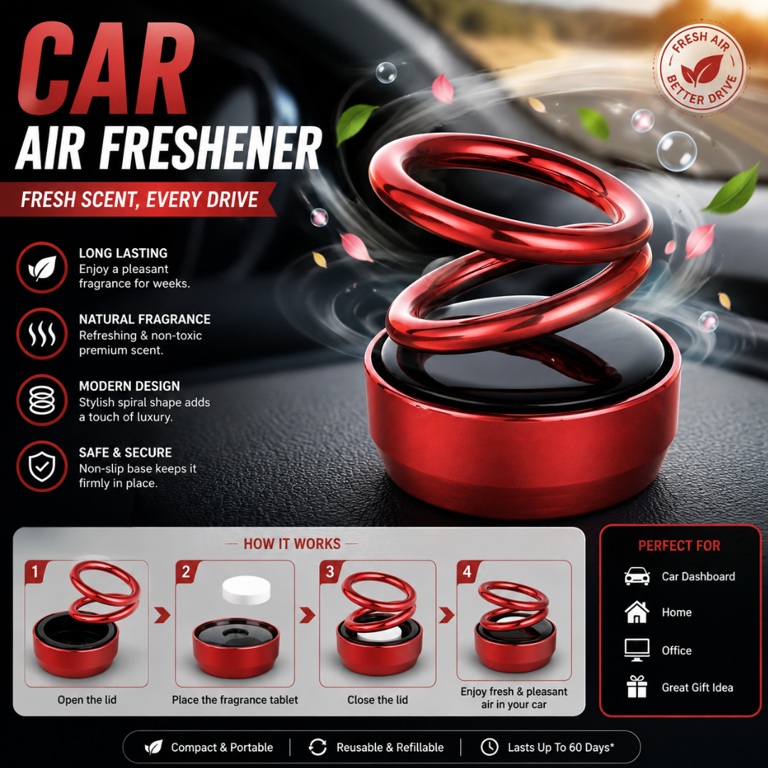 Car Air Freshener Solar Alloy Rotating Pressure Reduction Car Accessories Car Perfume Diffuser