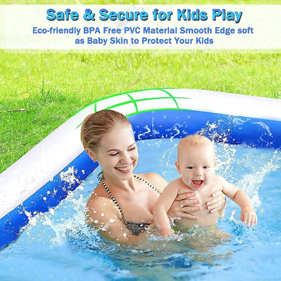 GFIDEL Summer Special Inflatable Swimming Pool Bath Tub with Air Pump/Kids Bath Tub/Water Pool for Kids & Adults (10 Feet Tub)