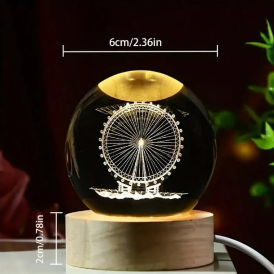 G.fidel 3D Crystal Ball  3D Crystal Ball Moon Night Light ,3D Laser Engraving , Magical Decoration Warm Light,Nightlight Kids Bedroom Decor,Nightlight Decolamp,as a Birthday Gift for Teens(Designs depend on as per availablity)