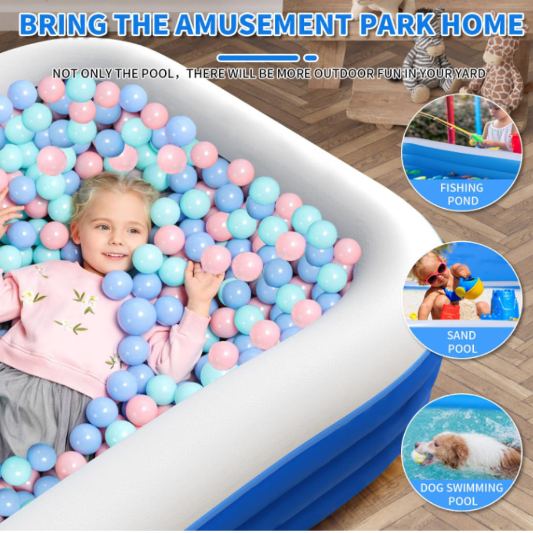 GFIDEL Summer Special Inflatable Swimming Pool Bath Tub with Air Pump/Kids Bath Tub/Water Pool for Kids & Adults (10 Feet Tub)