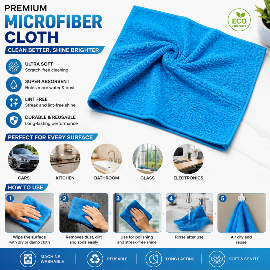 4 PC Microfibre 340 GSM Car Cleaning Towels
