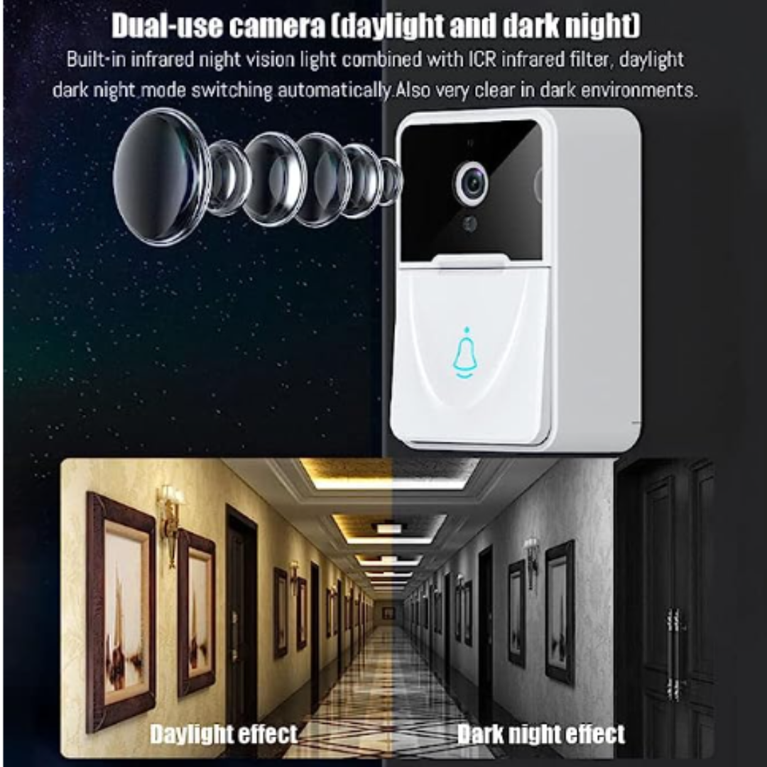 Wireless WiFi Video Doorbell Camera with Indoor Chime - Real-time Two-Way Audio, Night Vision, HD Resolution Smart Door Bell