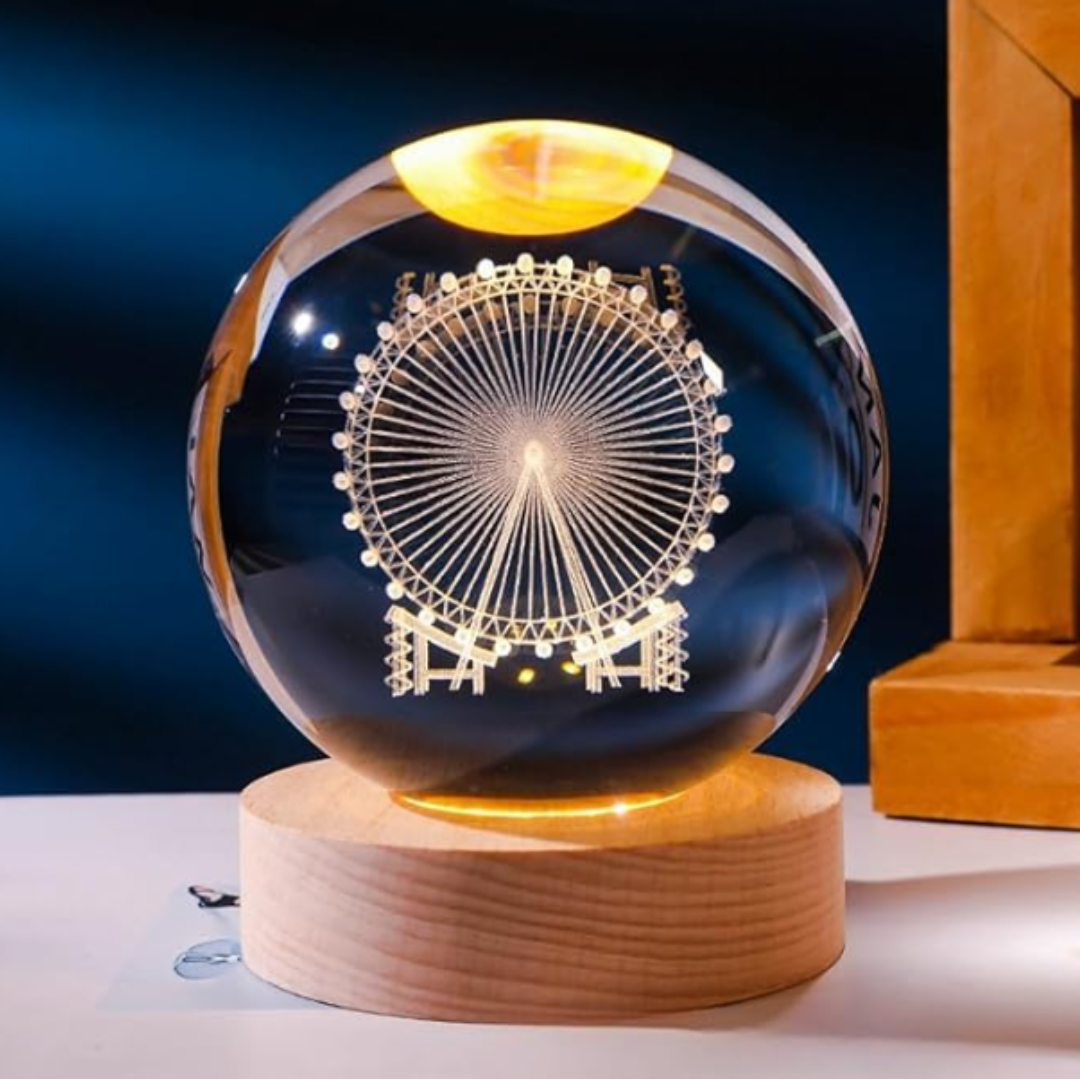 G.fidel 3D Crystal Ball  3D Crystal Ball Moon Night Light ,3D Laser Engraving , Magical Decoration Warm Light,Nightlight Kids Bedroom Decor,Nightlight Decolamp,as a Birthday Gift for Teens(Designs depend on as per availablity)