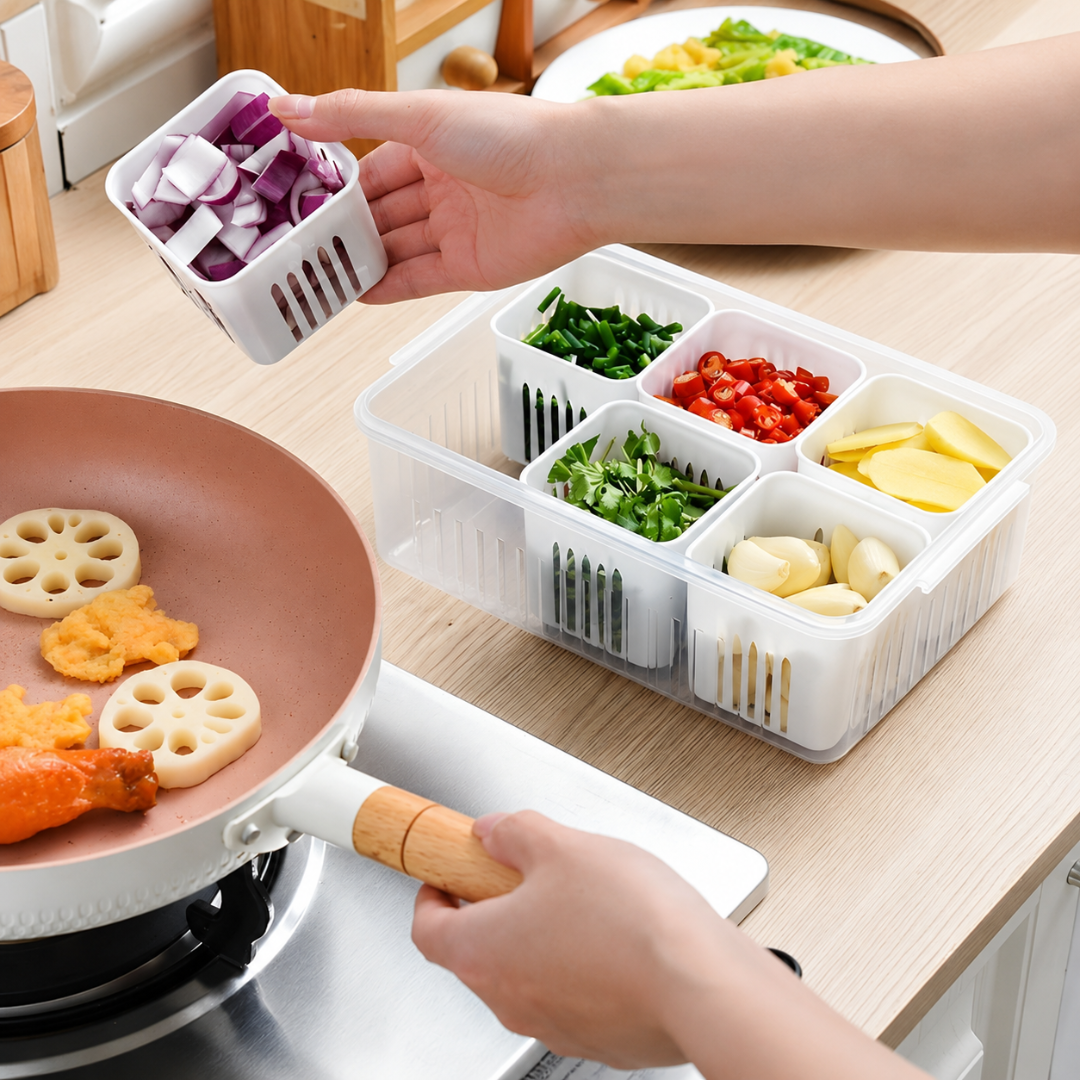 6-compartment divided Veggie Tray Snackle Box