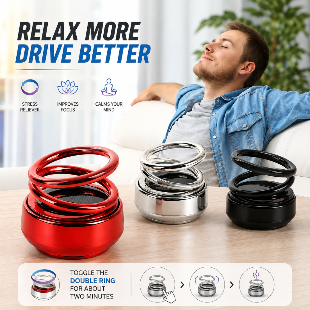 Car Air Freshener Solar Alloy Rotating Pressure Reduction Car Accessories Car Perfume Diffuser