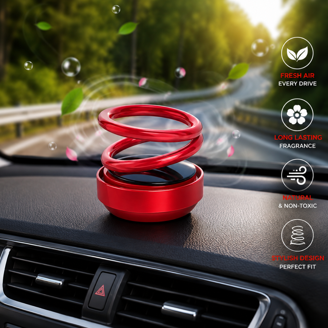 Car Air Freshener Solar Alloy Rotating Pressure Reduction Car Accessories Car Perfume Diffuser