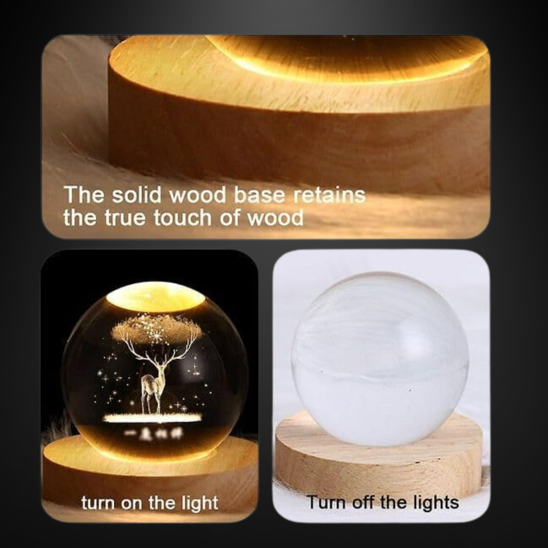 G.fidel 3D Crystal Ball  3D Crystal Ball Moon Night Light ,3D Laser Engraving , Magical Decoration Warm Light,Nightlight Kids Bedroom Decor,Nightlight Decolamp,as a Birthday Gift for Teens(Designs depend on as per availablity)