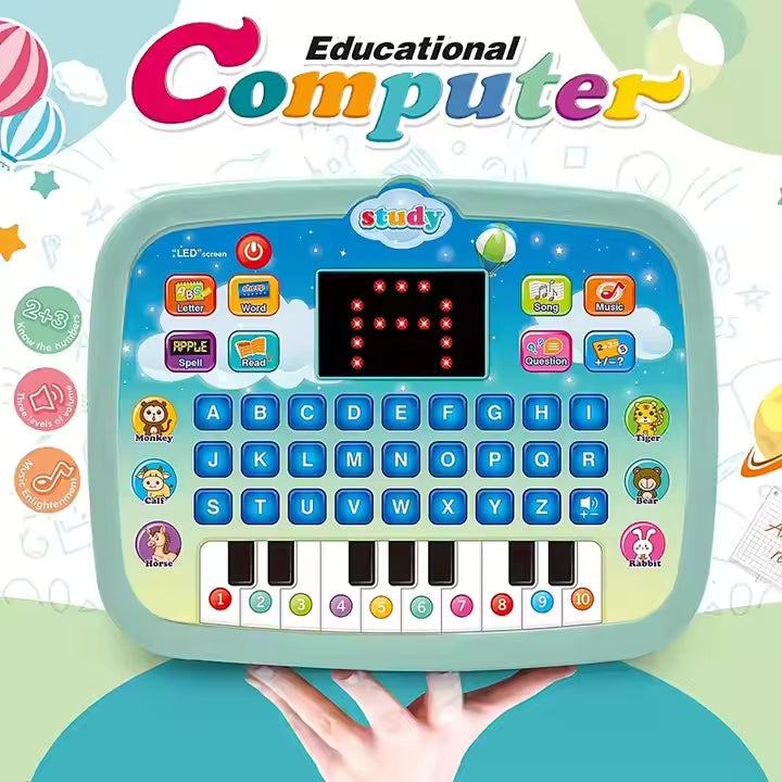 G.FIDEL Educational Kids Laptop with Piano, LED Screen, Music Activities, Learning Tablet for Toddlers 1-6 Years, Multicolor