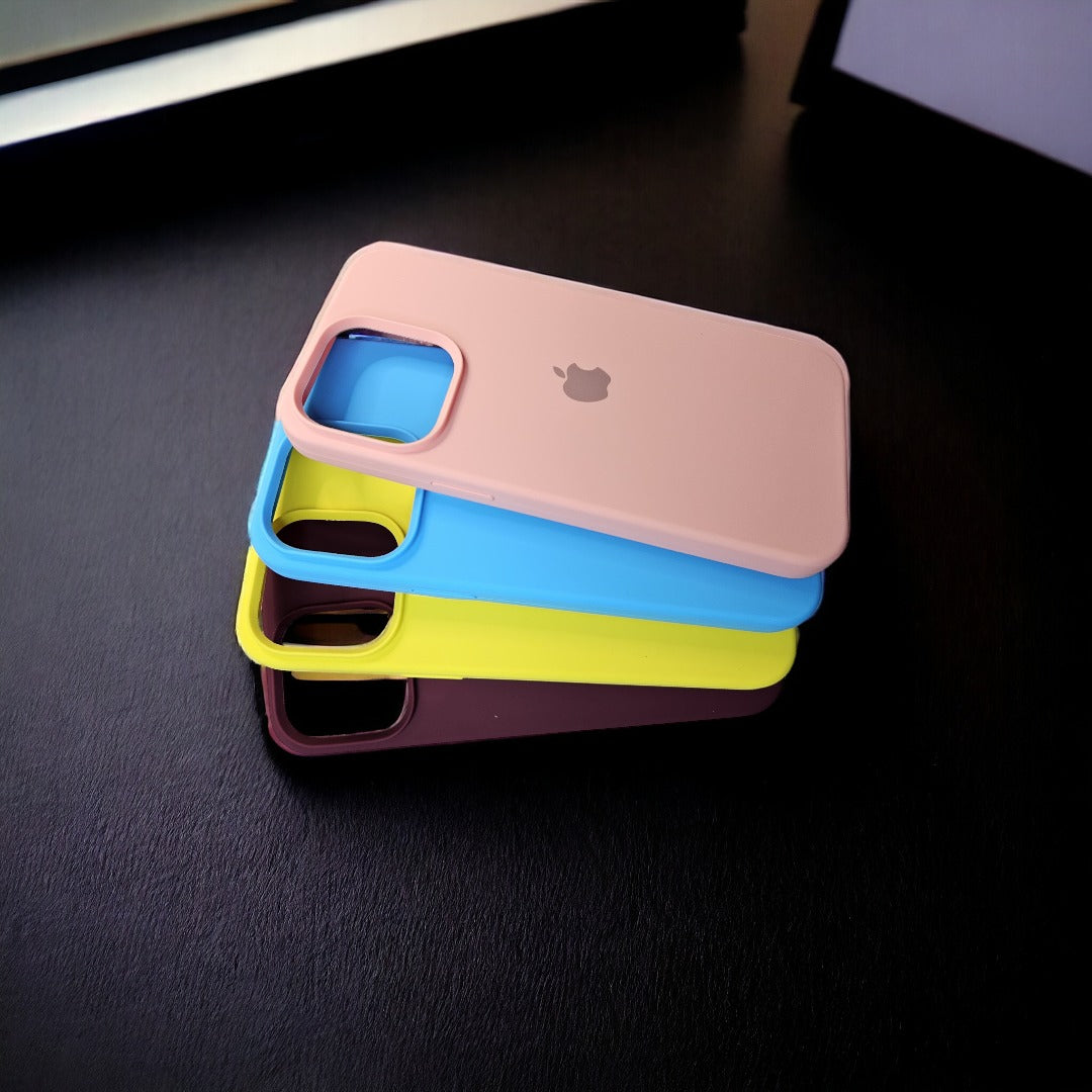 Silicone Back Case/Cover with Full Body Protection for iPhone 15/14/13/12 Series.( Random colour will be shipped )