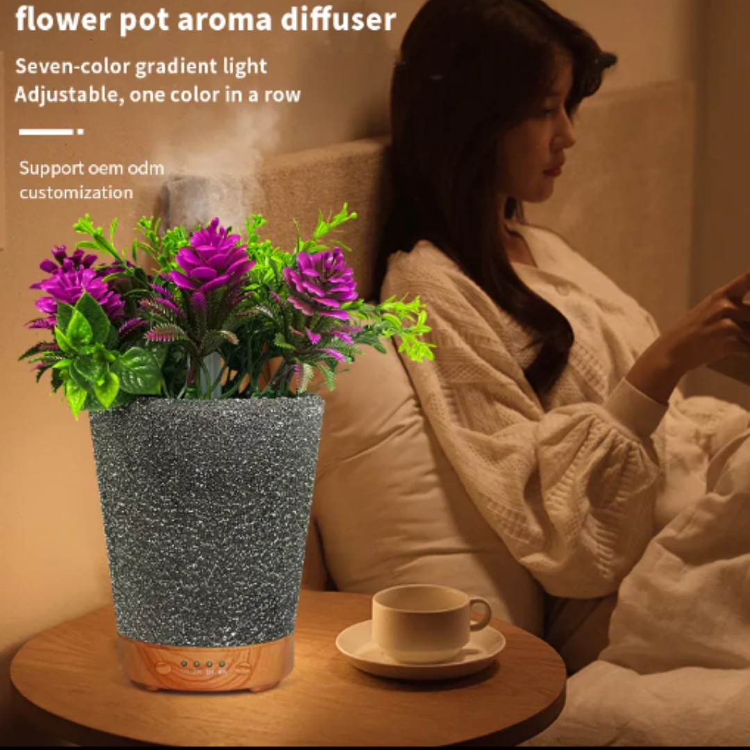 GFIDEL Humidifier for Home and Bedrooms,Flower Pot Aroma Diffuser, Decor for Home and Office, Cool Mist Humidifier & Essencial Oil Diffuser, Lawanda Flower Pot