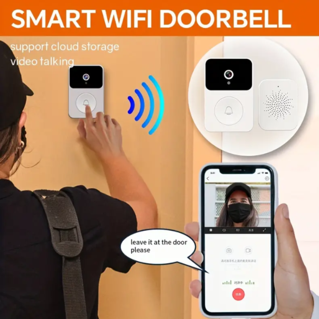 GFIDEL Wireless WiFi Video Doorbell Camera with Indoor Chime - Real-time Two-Way Audio, Night Vision, HD Resolution Smart Door Bell