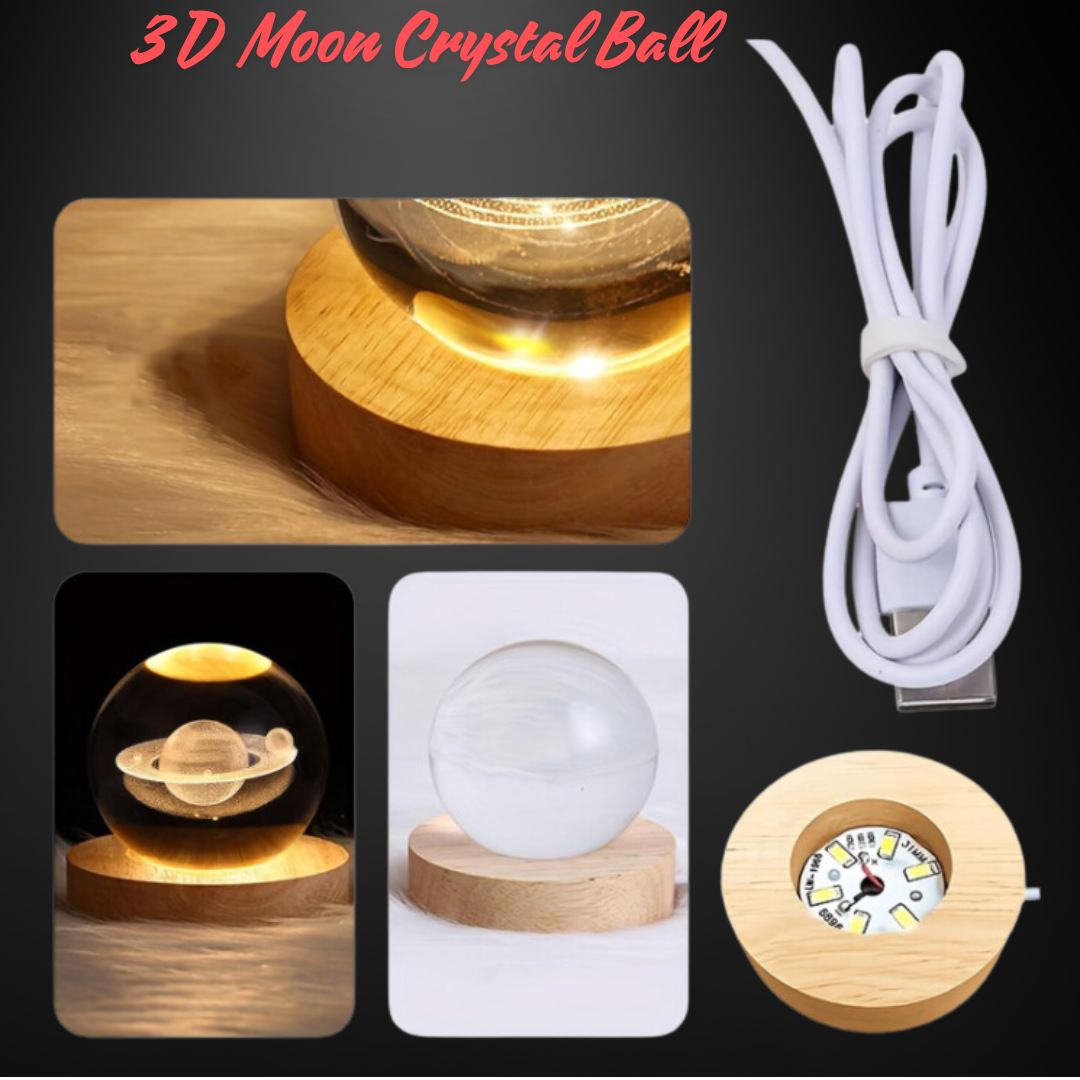 GFIDEL 3D Crystal Ball  3D Crystal Ball Moon Night Light ,3D Laser Engraving , Magical Decoration Warm Light,Nightlight Kids Bedroom Decor,Nightlight Decolamp,as a Birthday Gift for Teens(Designs depend on as per availablity)