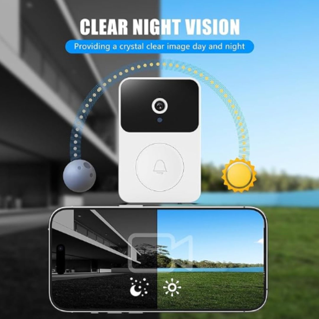 GFIDEL Wireless WiFi Video Doorbell Camera with Indoor Chime - Real-time Two-Way Audio, Night Vision, HD Resolution Smart Door Bell