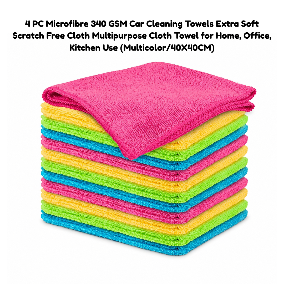 4 PC Microfibre 340 GSM Car Cleaning Towels