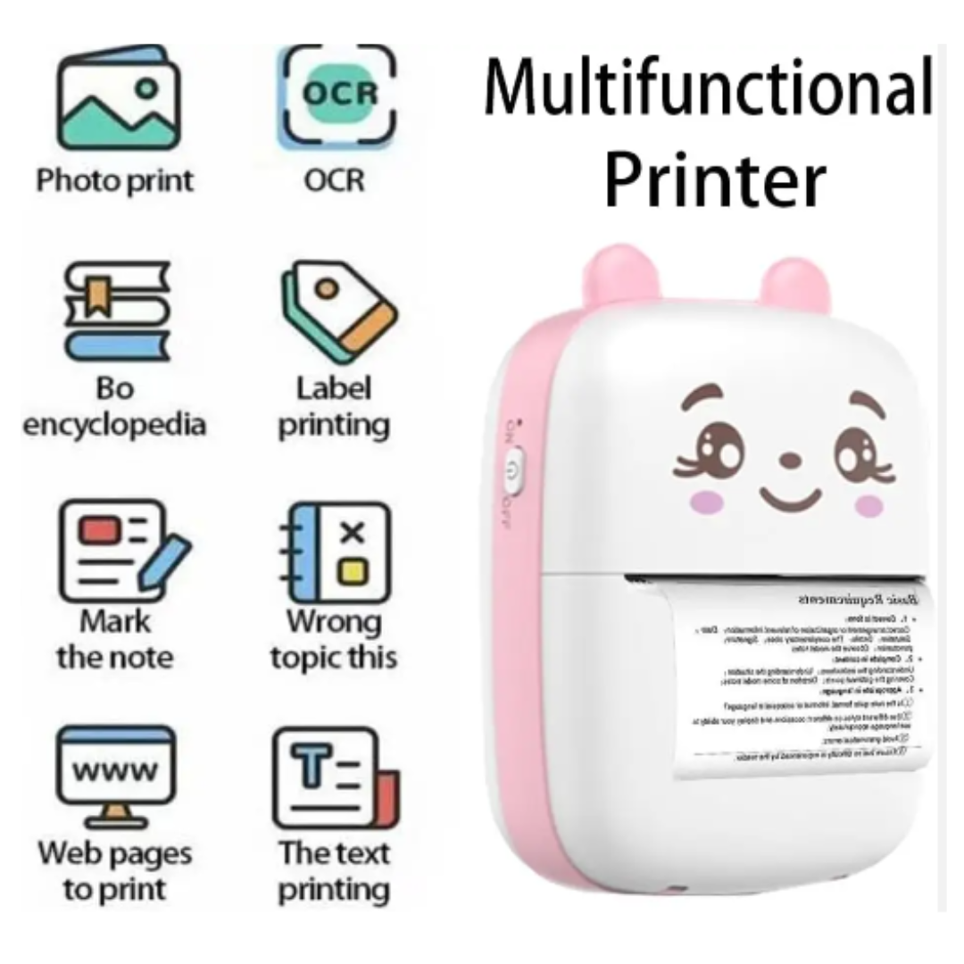 GFIDEL Mini Thermal Printer Inkless Bluetooth Pocket Printer for Prints Picture List Memo Receipt Tags Barcode Labels Compatible with iOS, Android .