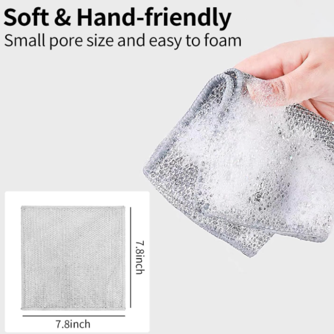 GFIDEL Multipurpose Wire Dishwashing Rags for Wet and Dry Stainless Steel Scrubber Non-Scratch Wire Dishcloth for Washing Dishes Sinks Counters Easy Rinsing Machine Washable (Pack Of 5))