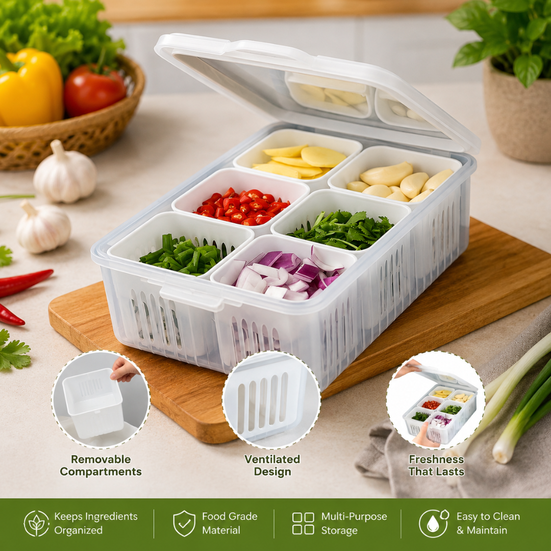 6-compartment divided Veggie Tray Snackle Box