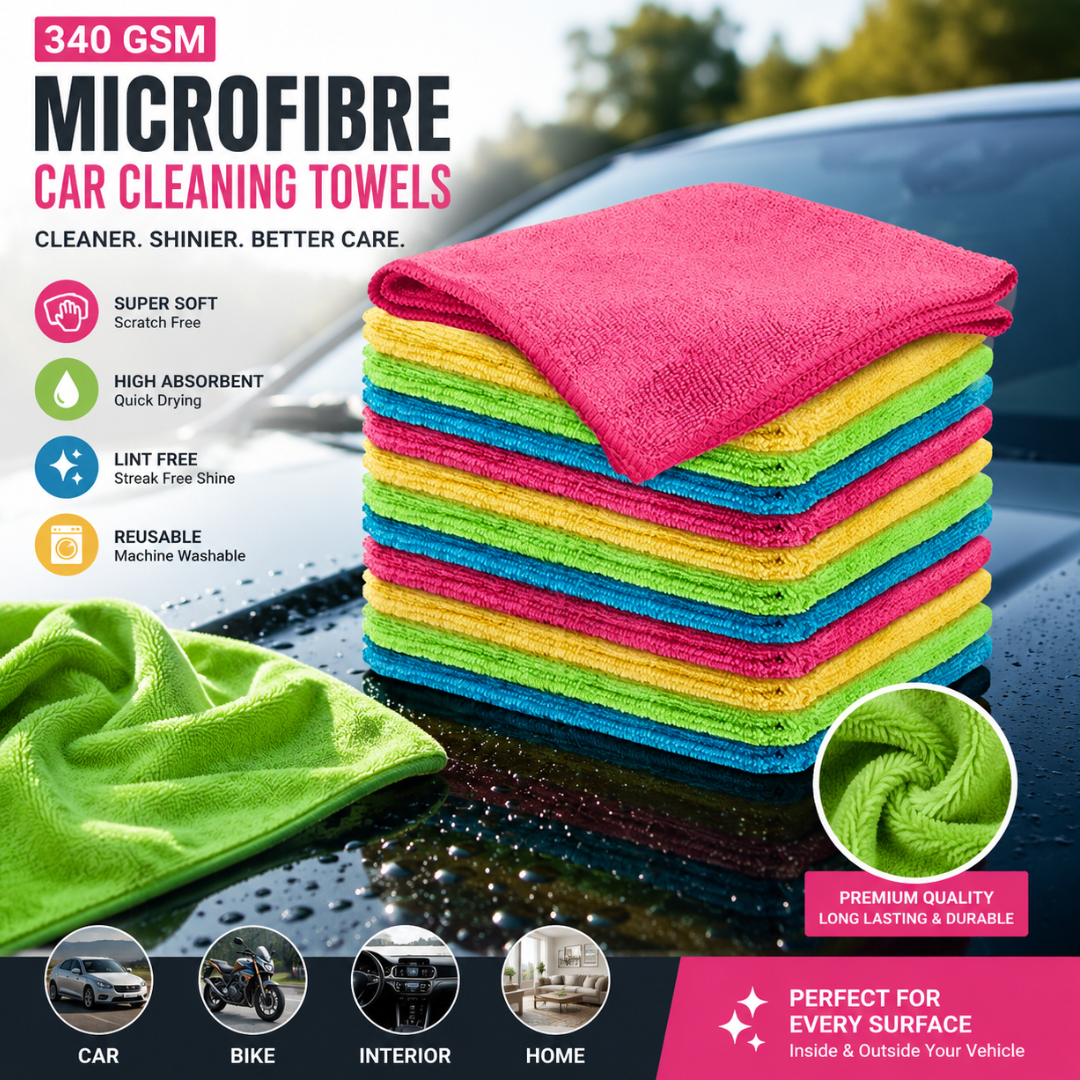 4 PC Microfibre 340 GSM Car Cleaning Towels