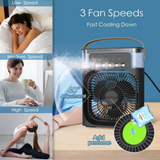 GFIDEL Personal Air Cooler, Portable Air Conditioner Fan, Mini Evaporative Cooler with 7 Colors LED Light, 1/2/3 H Timer, 3 Wind Speeds and 3 Spray Modes for Your Desk-Black