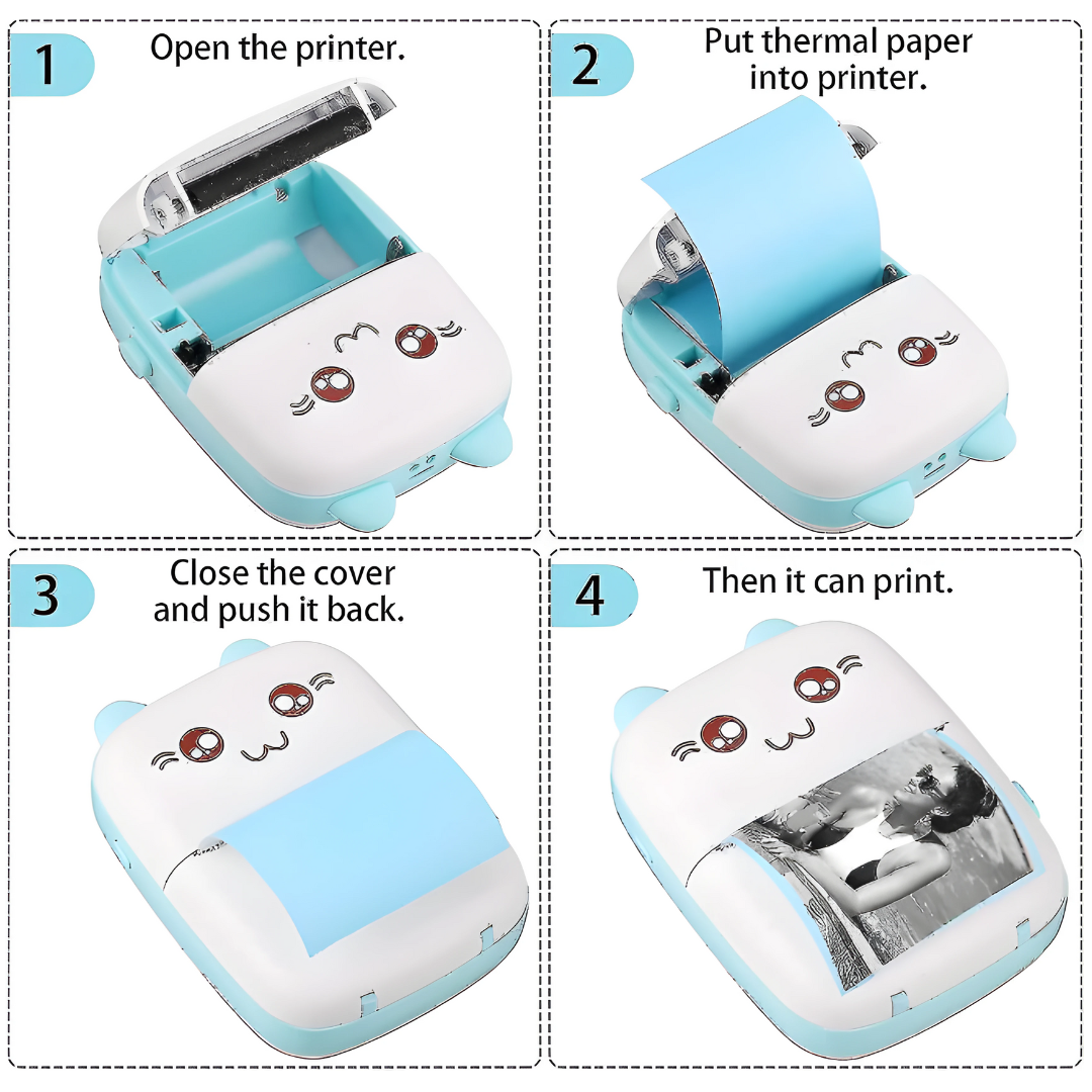 GFIDEL Mini Thermal Printer Inkless Bluetooth Pocket Printer for Prints Picture List Memo Receipt Tags Barcode Labels Compatible with iOS, Android .