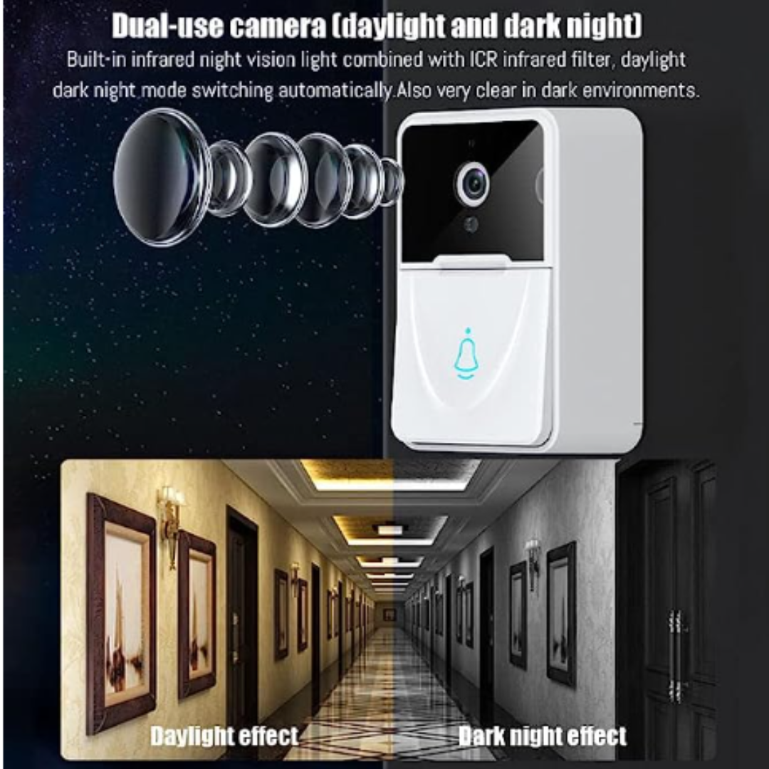 GFIDEL Wireless WiFi Video Doorbell Camera with Indoor Chime - Real-time Two-Way Audio, Night Vision, HD Resolution Smart Door Bell