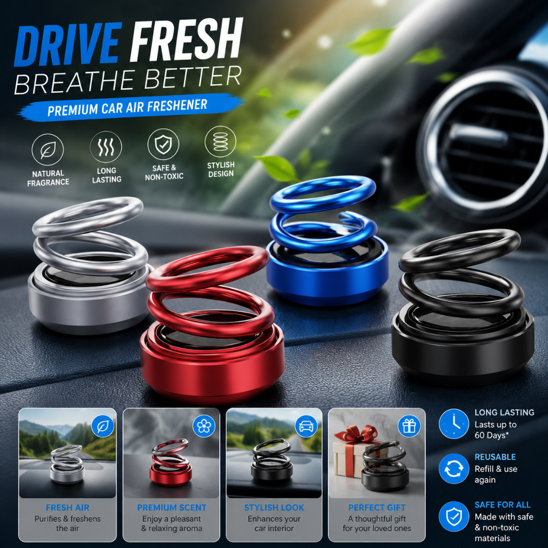 Car Air Freshener Solar Alloy Rotating Pressure Reduction Car Accessories Car Perfume Diffuser