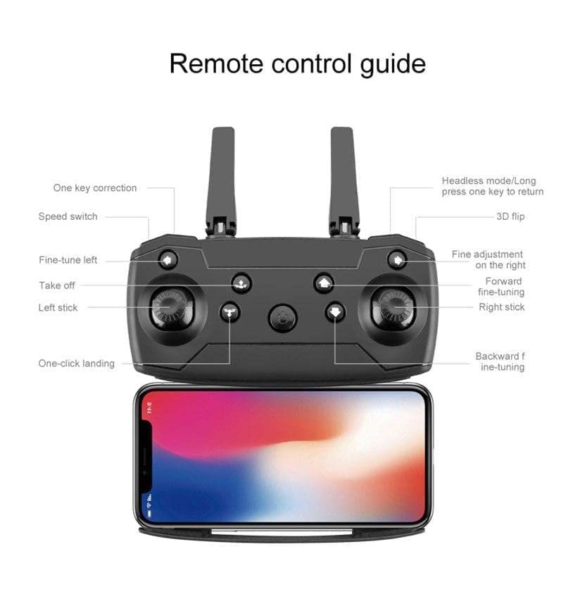 GFIDEL Foldable  Drone with dual HQ WiFi Camera. Remote control with Gesture Selfie, Flips Bounce Mode. (Black Colour)