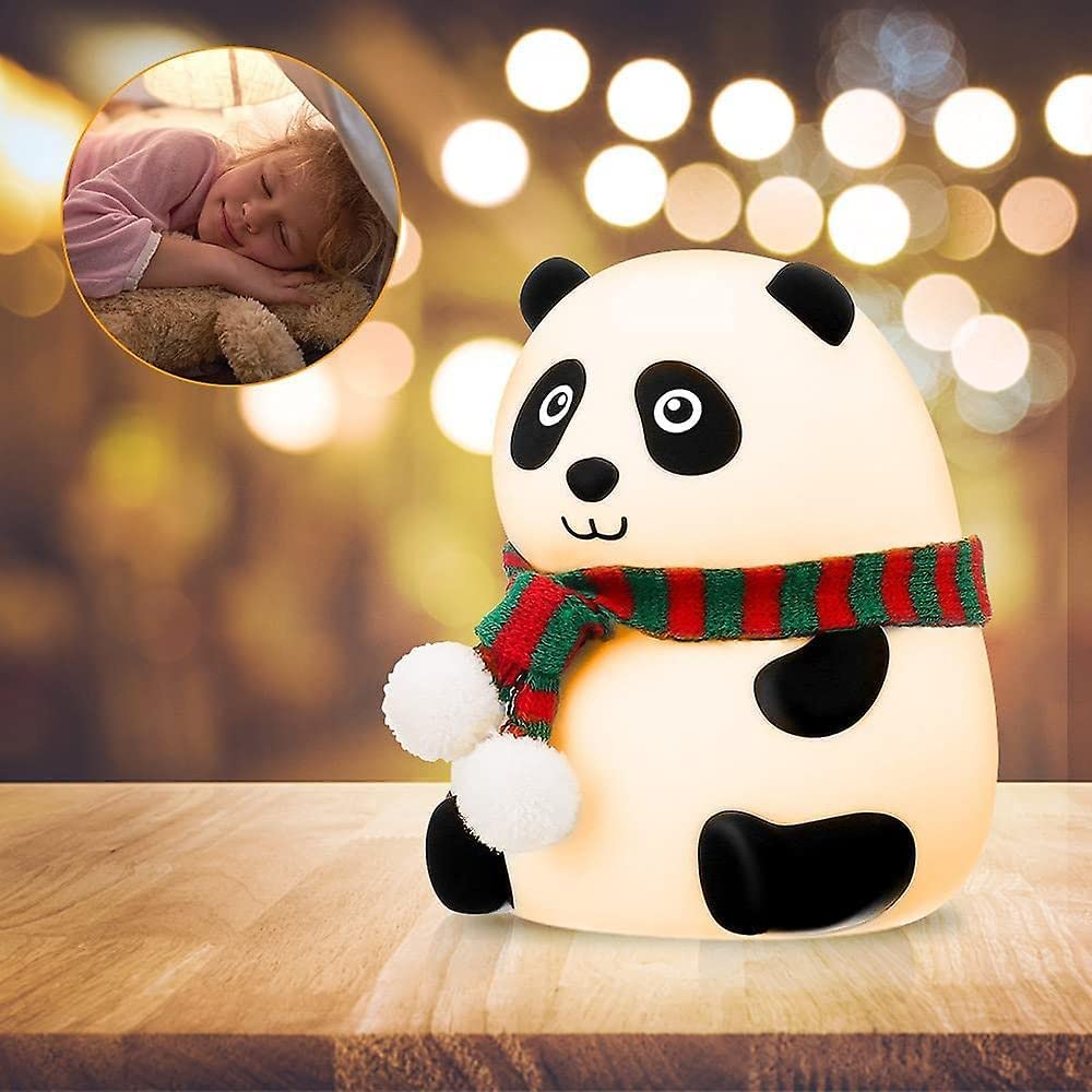 gfidel Cute Panda Night Light for Kids, Nursery Silicone Night Light,7-Color Changing Lamp, Room Decoration, Gifts for Toddler Children Teenage Girls.