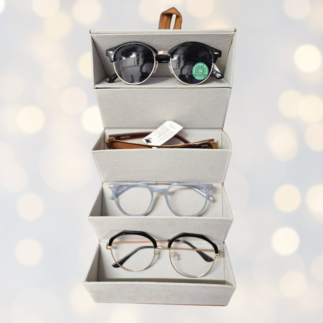 GFIDEL 5 Slot Travel Foldable Sunglasses Organizer PU Leather Hanging gfidel