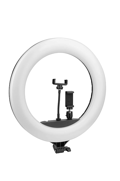 GFIDEL Professional 45.72 cm (18 Inch) LED Ring Light with Mobile Holder PH18RL | LED: SMD 480Pcs | 1 Fixed Mobile Holder and 1 Flexible Mobile Holder without Stand