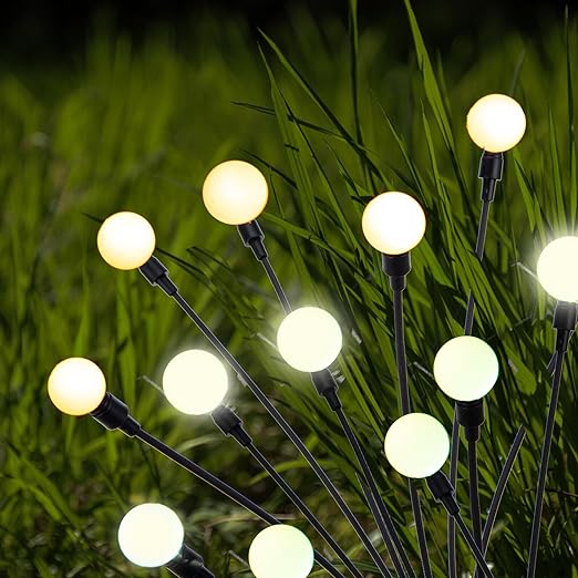 GFIDEL Solar-Powered Firefly Lights Outdoor Waterproof Garden Decorative Lights {Pack of 2}