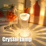 Crystal lamp on a surface with decorative items in the background