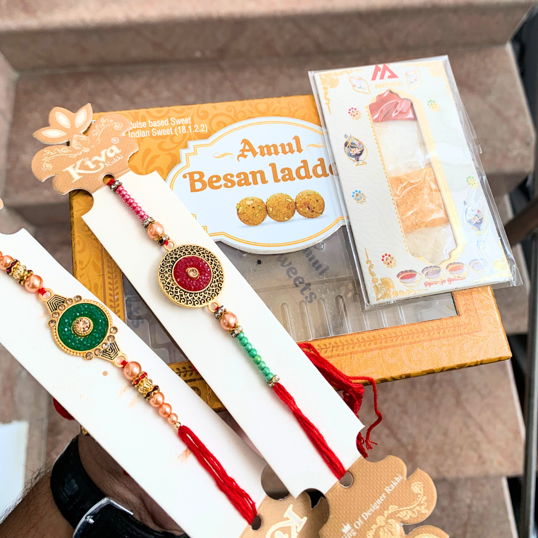 2 Pcs Rakhi (Sweet + Tika)