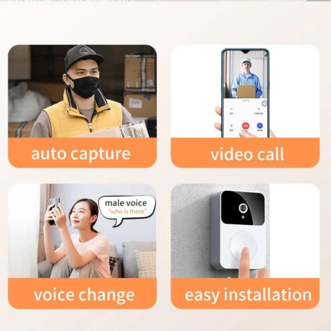 GFIDEL Wireless WiFi Video Doorbell Camera with Indoor Chime - Real-time Two-Way Audio, Night Vision, HD Resolution Smart Door Bell