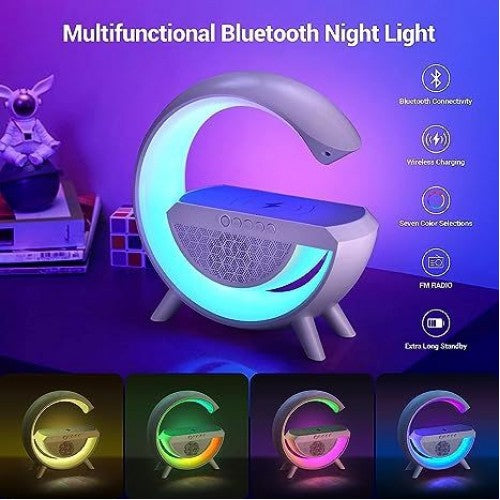 Smart Sound G shape Machine Smart Table Lamp Control with App,15W Fast Wireless Charger with Bluetooth Audio for Adults Kids for Office Bedroom Gift (Multicolor)