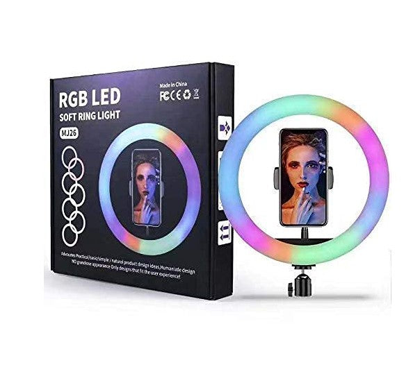 RGB Ring Light - 12 inches Big Ring Light (MJ33) 3 Brightness Level for Camera Photo Studio LED Lighting Portrait YouTube, Video Shooting, Live Streaming (12" Ring Light) (Without Stand)