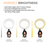 Hy Touch 12" inch Portable LED Ring Light with 3 Color Modes Dimmable Lighting for YouTube / Photo-Shoot / Video Shoot / Live Stream / Makeup & Vlogging