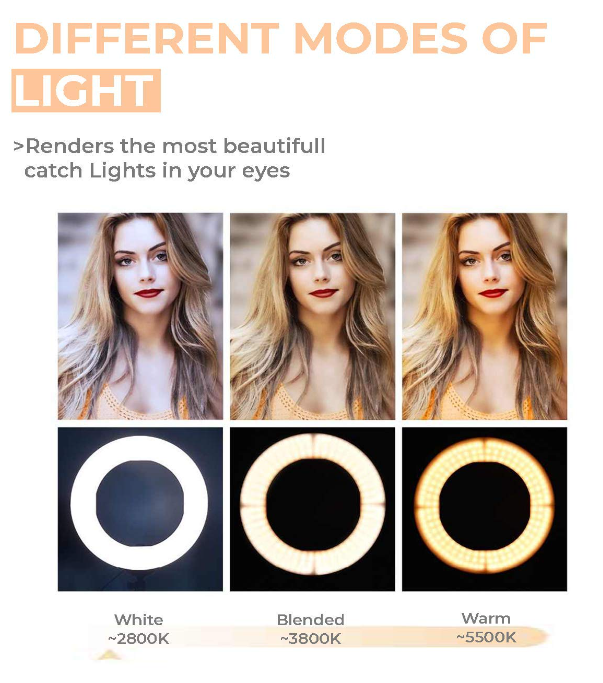 Hy Touch 12" inch Portable LED Ring Light with 3 Color Modes Dimmable Lighting for YouTube / Photo-Shoot / Video Shoot / Live Stream / Makeup & Vlogging