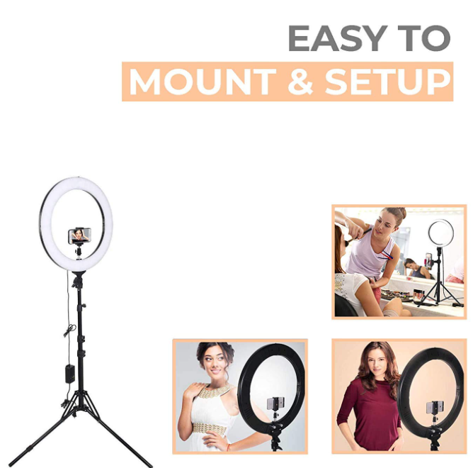 Hy Touch 12" inch Portable LED Ring Light with 3 Color Modes Dimmable Lighting for YouTube / Photo-Shoot / Video Shoot / Live Stream / Makeup & Vlogging