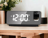 GFIDEL : Led Digital Projection Alarm Clock,Projection Alarm Clock with USB Chargers,Mirror Surface with LED Display Temperature/Snooze/Adjustable Brightness Modern Decoration for Home Bedroom.