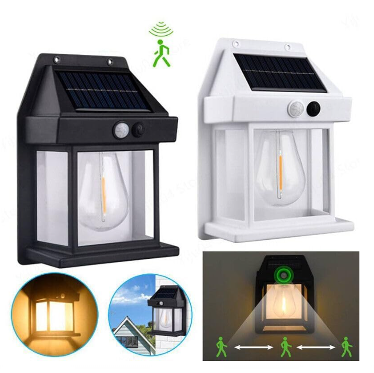 GFIDEL Solar Wall Lights Outdoor, Wireless Dusk to Dawn Porch Lights Fixture, Solar Wall Lantern with 3 Modes & Motion Sensor, Waterproof Exterior Lighting.