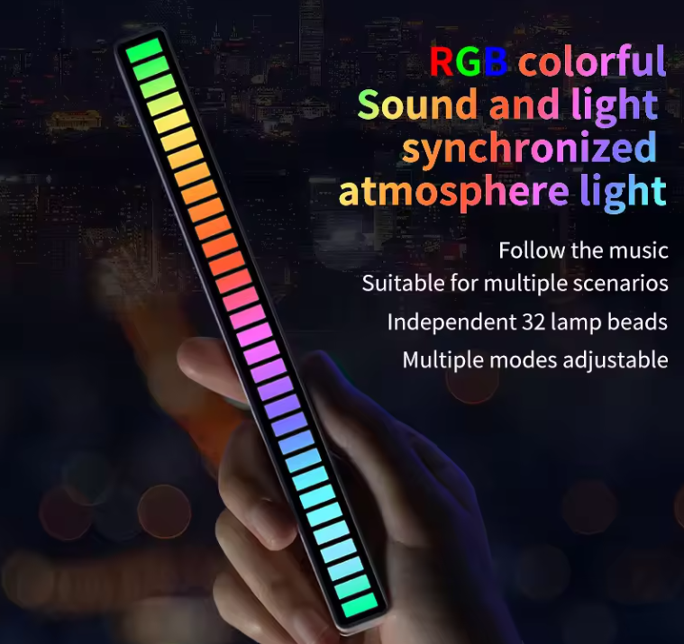 GFIDEL RGB Sound Control Light,Wireless Voice-Activated Pickup Music Rhythm Lights, Colorful LED Ambient Light,with 8 Modes Music Sync 32-Bit Audio Spectrum Light for Car,Gaming